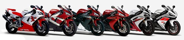 Yamaha YZF-R1: модели с 1998 по 2009, слева-направо