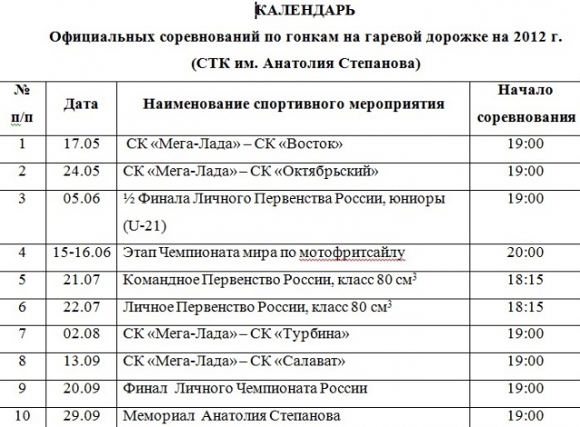 календарь 2012 спидвей - СТК им.Степанова календарь 2012 спидвей - СТК им.Степанова