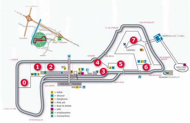 Схема гоночного трека Circuit Zolder Схема гоночного трека Circuit Zolder