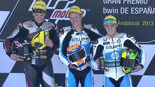 Реддинг, Рабат и Эспаргаро на подиуме Гран-При Испании, Jerez de la Frontera, Moto2 Реддинг, Рабат и Эспаргаро на подиуме Гран-При Испании, Jerez de la Frontera, Moto2