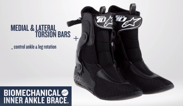 Alpinestars TECH 10: Внутренний сапог выполнен в новом дизайне с биомеханическим протектором Alpinestars TECH 10: Внутренний сапог выполнен в новом дизайне с биомеханическим протектором