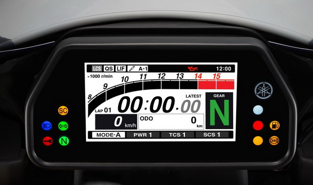 Новая LCD панель управления Yamaha YZF-R1 (2015) - режим Track Новая LCD панель управления Yamaha YZF-R1 (2015) - режим Track