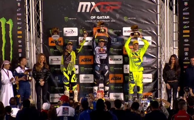 подиум Гран-При Катара MXGP: Макс Нагл, Клеман Десалль, Готье Полен подиум Гран-При Катара MXGP: Макс Нагл, Клеман Десалль, Готье Полен