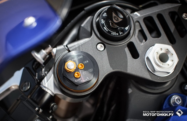 Тесты Yamaha YZF-R1 (2015): легко конфигурируемая вилка KYB в базе имеет мягкие настройки, на треке их надо чуть-чуть затянуть Тесты Yamaha YZF-R1 (2015): легко конфигурируемая вилка KYB в базе имеет мягкие настройки, на треке их надо чуть-чуть затянуть