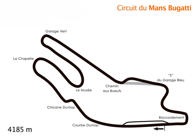 Схема Bugatti Circuit, Ле Ман, конфигурация MotoGP (4185 м) Схема Bugatti Circuit, Ле Ман, конфигурация MotoGP (4185 м)