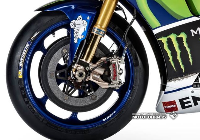 MotoGP: Yamaha YZR-M1 2016 года - завод использует подвески Ohlins и тормоза Brembo серии GP4 MotoGP: Yamaha YZR-M1 2016 года - завод использует подвески Ohlins и тормоза Brembo серии GP4