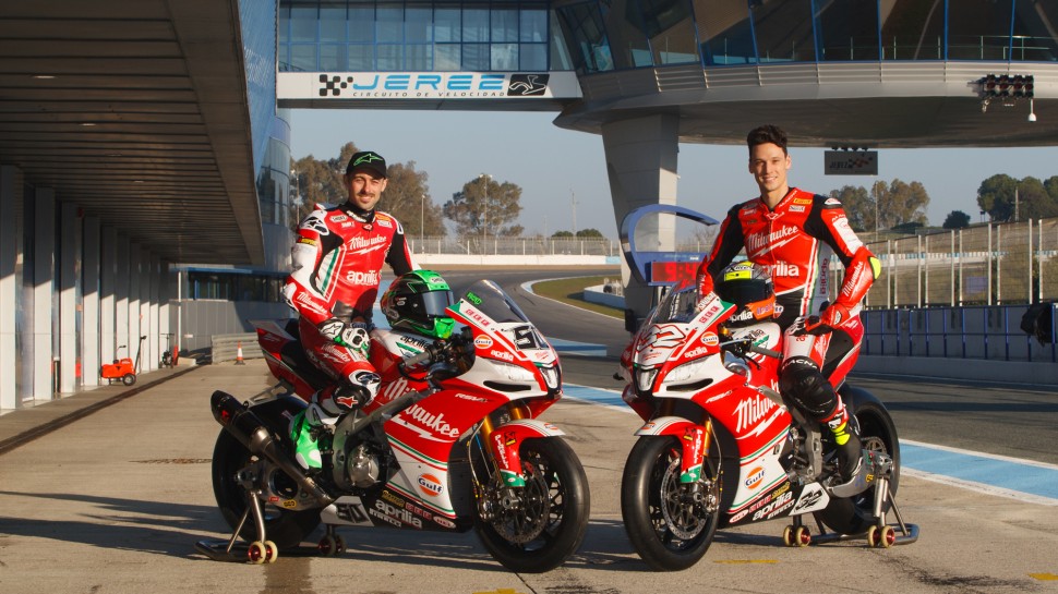 Новая команда Milwaukee Aprilia Racing - Юджин Лаверти и Лоренцо Савадори Новая команда Milwaukee Aprilia Racing - Юджин Лаверти и Лоренцо Савадори