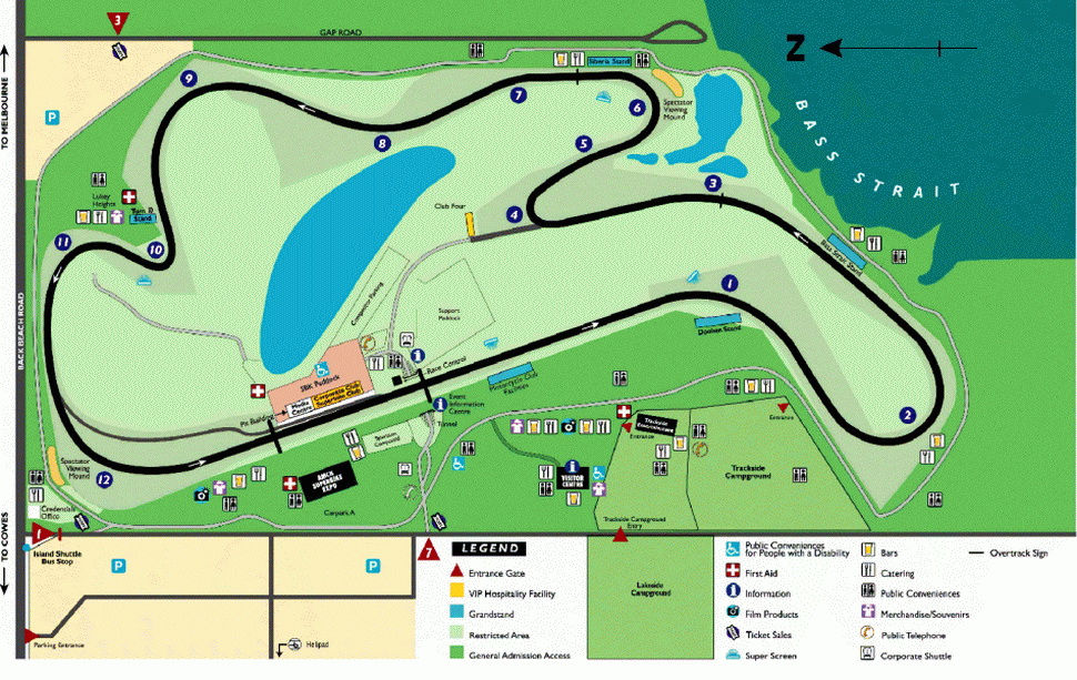 Схема Phillip Island GP Circuit, Австралия Схема Phillip Island GP Circuit, Австралия