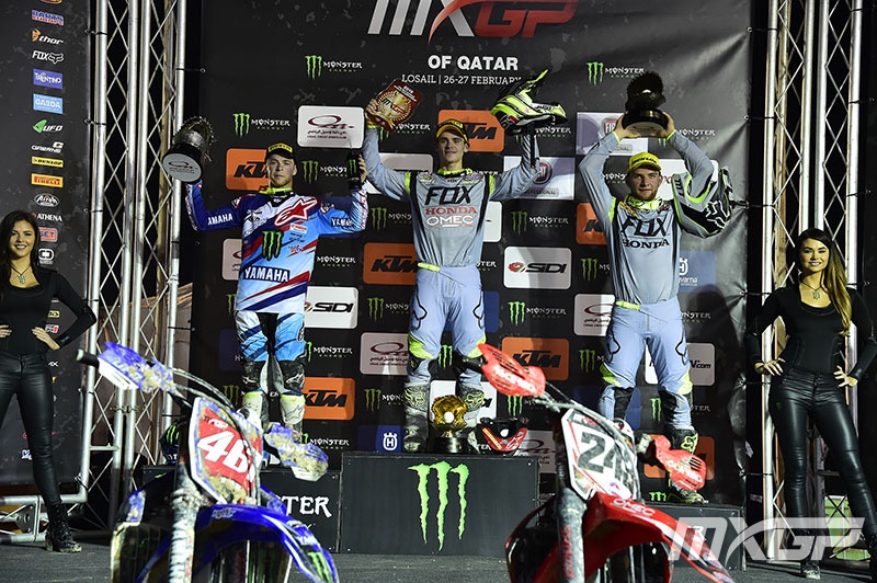 подиум Гран-При Катара MXGP 2016: Гайзер, Фебвре, Бобрышев подиум Гран-При Катара MXGP 2016: Гайзер, Фебвре, Бобрышев