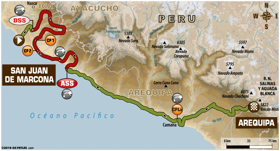 Дакар-2018: Маршрут СУ5, San Juan de Marcona - Arequipa Дакар-2018: Маршрут СУ5, San Juan de Marcona - Arequipa