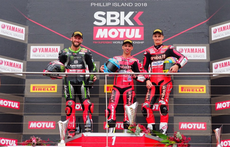 Два пилота Ducati на подиуме в Phillip Island - в обоих заездах! И только один представитель Kawasaki Два пилота Ducati на подиуме в Phillip Island - в обоих заездах! И только один представитель Kawasaki