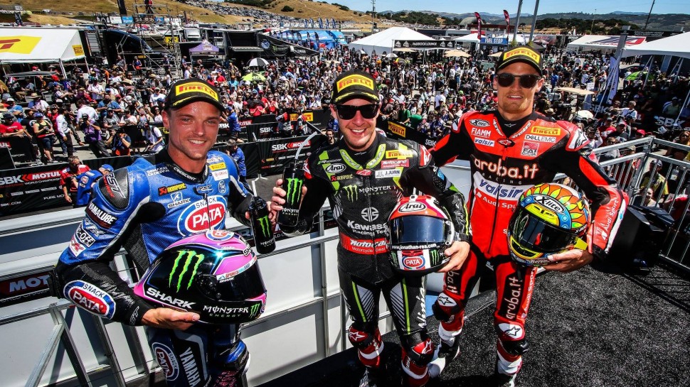 Подиум 1-й гонки WSBK в Laguna Seca Подиум 1-й гонки WSBK в Laguna Seca