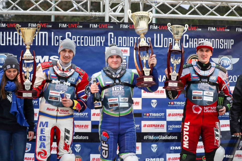 Подиум финала 3-го этапа FIM Ice Speedway Gladiators в Берлине Подиум финала 3-го этапа FIM Ice Speedway Gladiators в Берлине