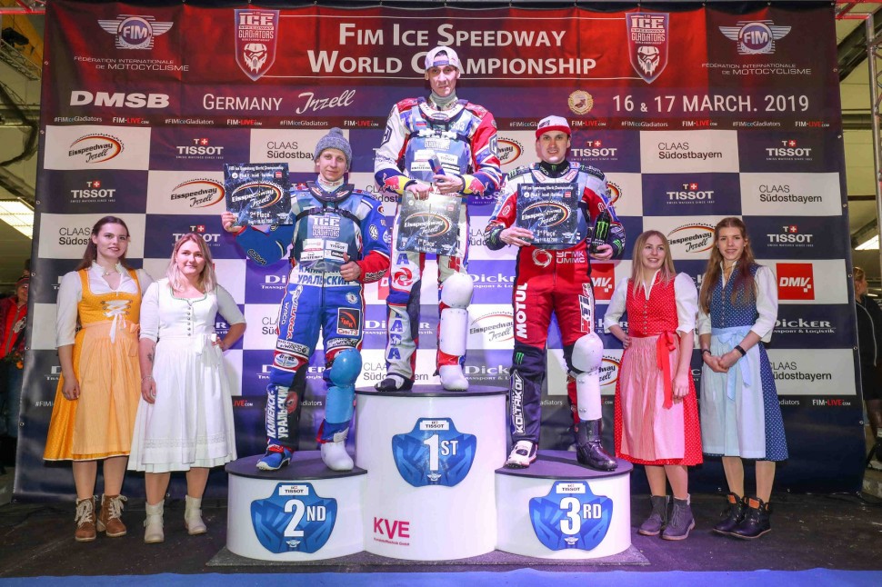 Подиум первого дня FIM Ice Speedway Gladiators, INzell Подиум первого дня FIM Ice Speedway Gladiators, INzell