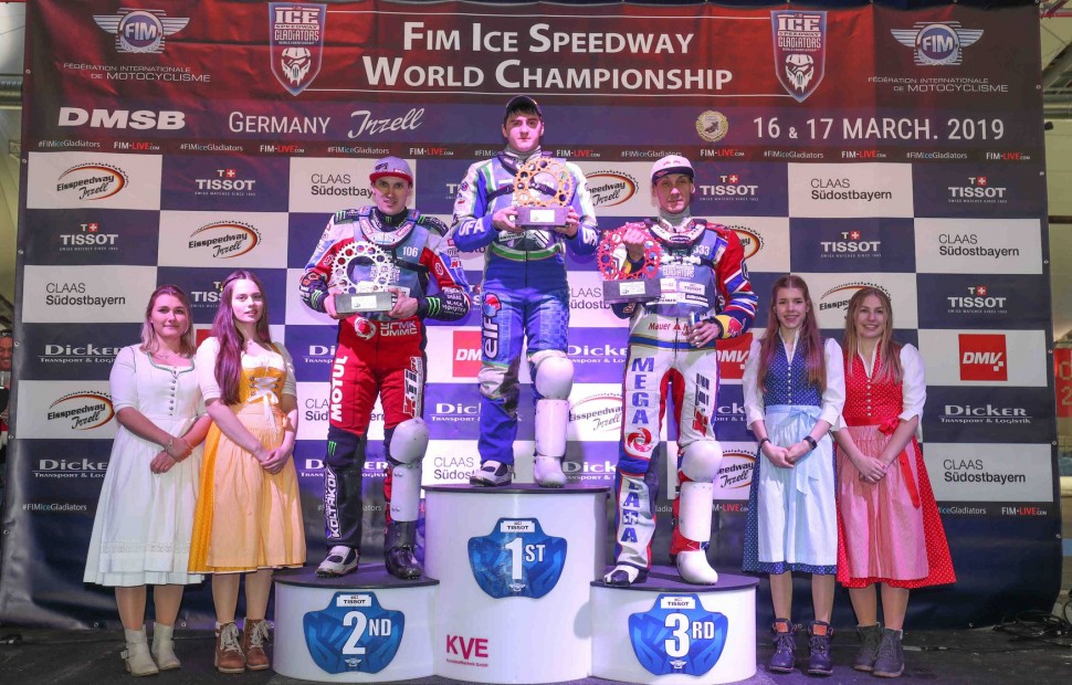 Подиум второго дня FIM Ice Speedway Gladiators 2019 в Инцелле Подиум второго дня FIM Ice Speedway Gladiators 2019 в Инцелле