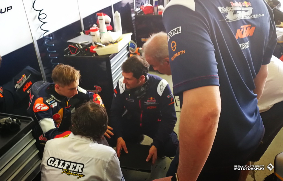 Технический брифинг по шасси с шеф-механиком Red Bull MotoGP Rookies Cup, инженером по подвескам и тормозам - все всерьез! Технический брифинг по шасси с шеф-механиком Red Bull MotoGP Rookies Cup, инженером по подвескам и тормозам - все всерьез!