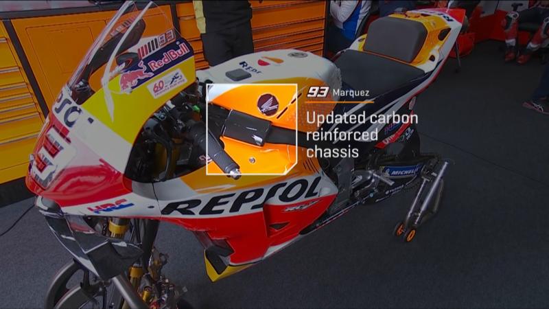 Усиленное карбоном шасси Honda RC213V Марка Маркеса - новинка с тестов в Барселоне Усиленное карбоном шасси Honda RC213V Марка Маркеса - новинка с тестов в Барселоне