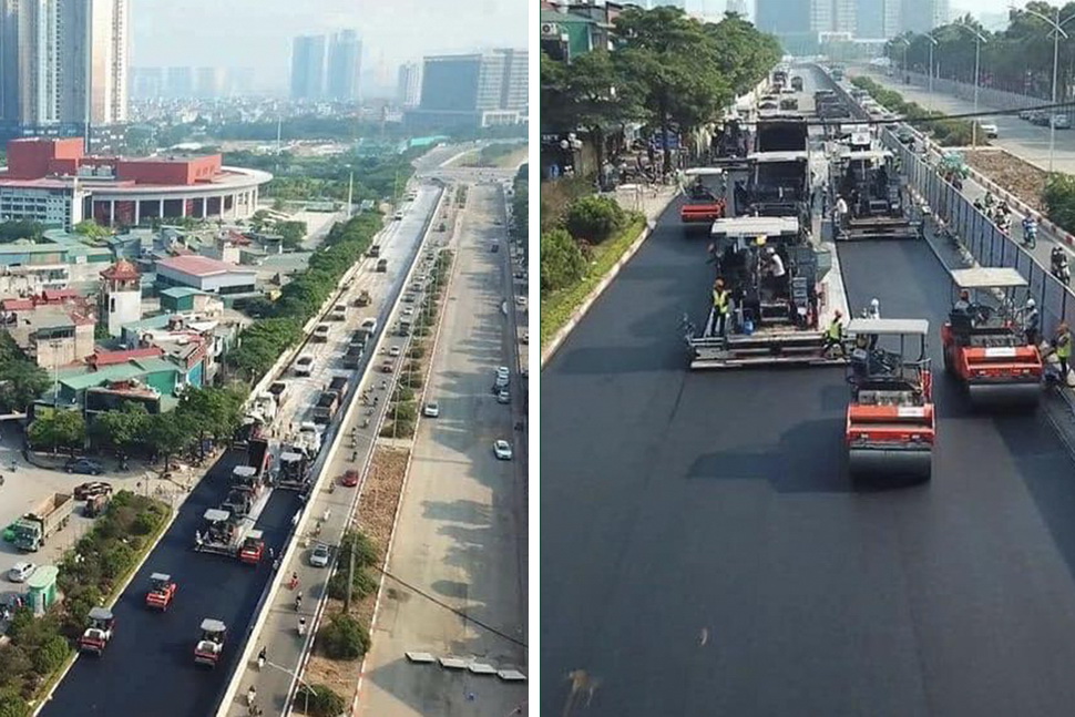 Укладка асфальта на уличной трассе Hanoi Circuit Укладка асфальта на уличной трассе Hanoi Circuit