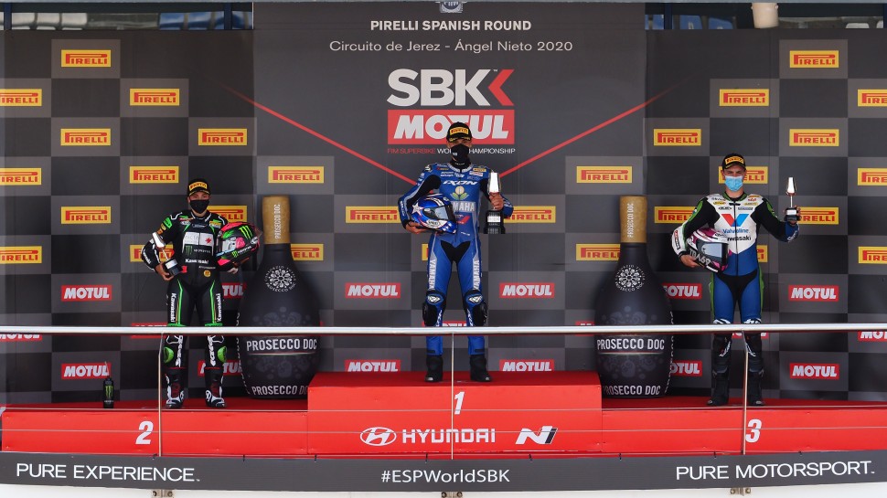 Подиум 2-й гонки World Supersport 300 в Хересе Подиум 2-й гонки World Supersport 300 в Хересе