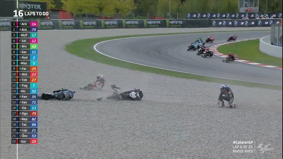 Падение Джона Макфи привело к вылету лидера чемпионата Moto3 Падение Джона Макфи привело к вылету лидера чемпионата Moto3