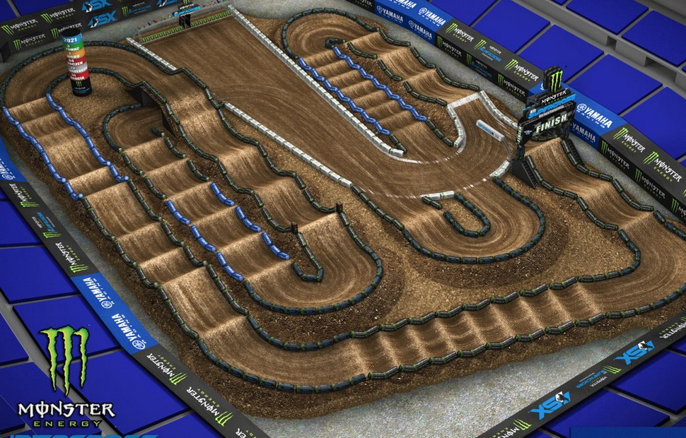 Трасса для первой гонки AMA Supercross на Lucas Oil Stadium Трасса для первой гонки AMA Supercross на Lucas Oil Stadium