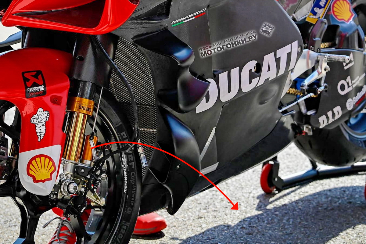 Ducati Desmosedici Джека Миллера: форма портала направляет поток воздуха под мотоцикл Ducati Desmosedici Джека Миллера: форма портала направляет поток воздуха под мотоцикл