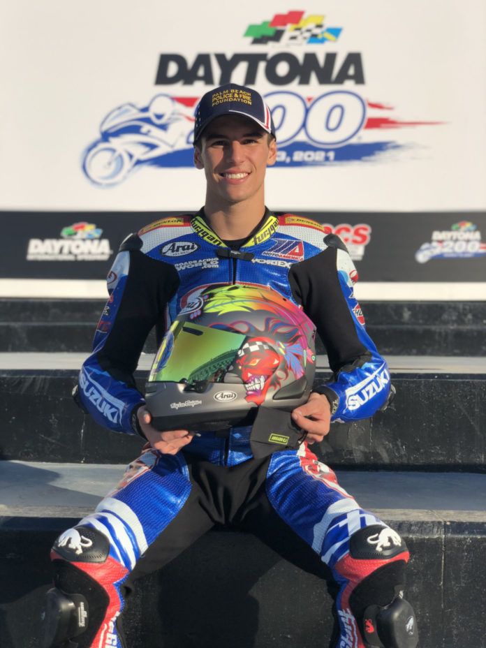 Шон Дилан Келли, M4 Suzuki стартует с поул-позиции в Daytona 200 2021 года Шон Дилан Келли, M4 Suzuki стартует с поул-позиции в Daytona 200 2021 года