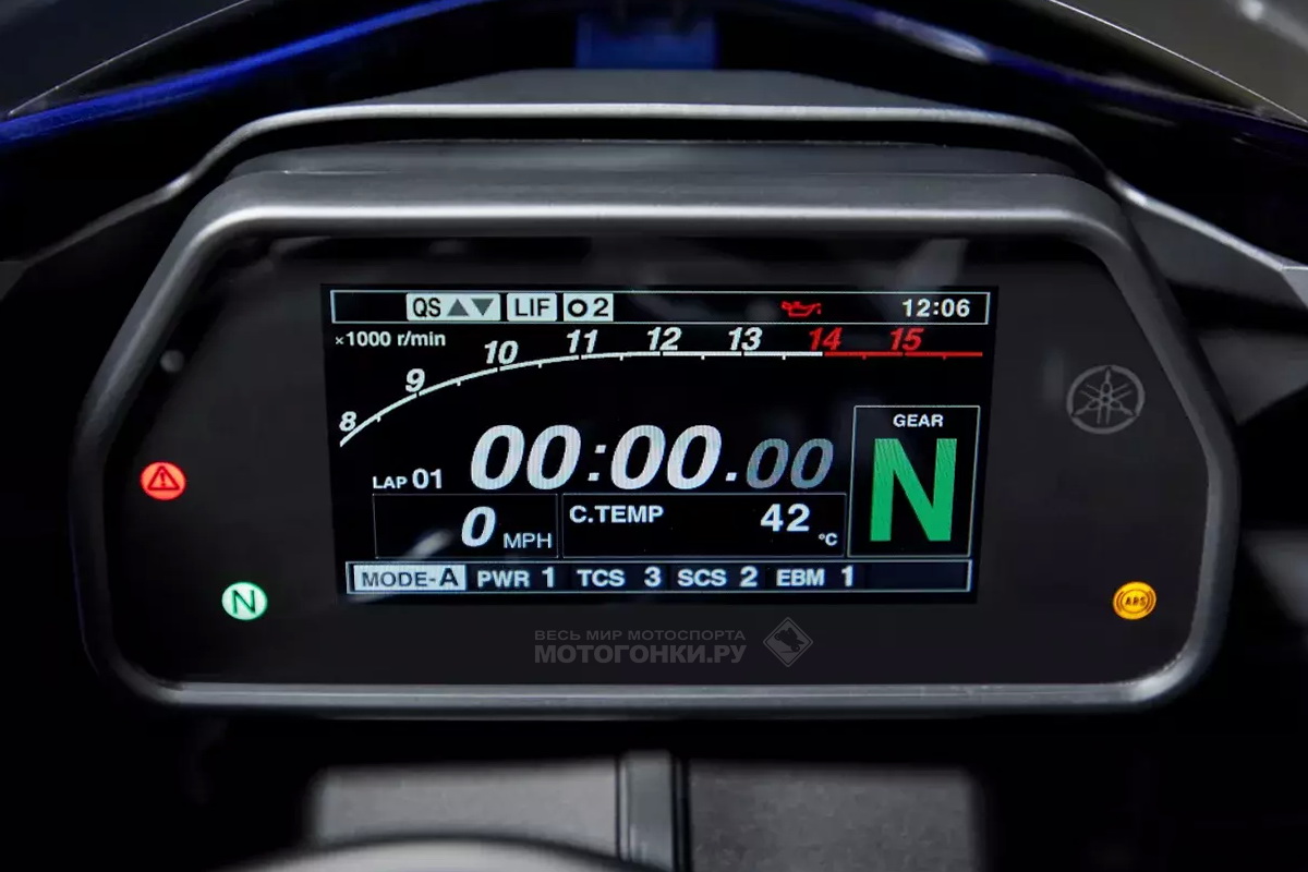 Режим Track Mode: контрольная панель Yamaha YZF-R1 (2020) Режим Track Mode: контрольная панель Yamaha YZF-R1 (2020)