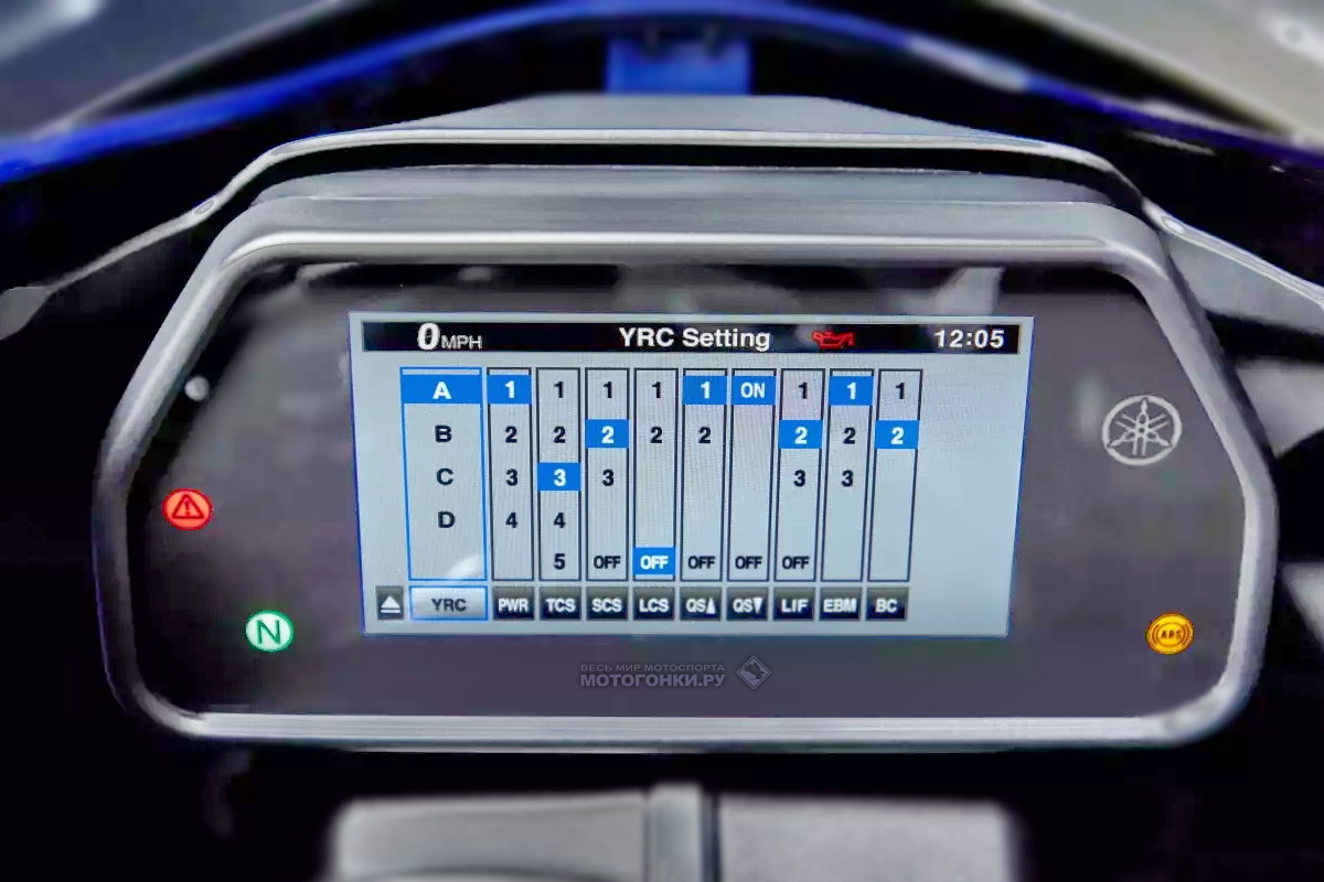 Настроечная панель Yamaha YZF-R1 (2020) - режим YRC Settings Настроечная панель Yamaha YZF-R1 (2020) - режим YRC Settings
