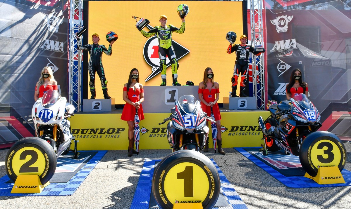 Полный подиум Aprilia RS 660 в первой гонке MotoAmerica Twins 2021 года Полный подиум Aprilia RS 660 в первой гонке MotoAmerica Twins 2021 года