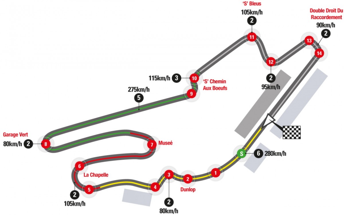 Схема автодрома Bugatti Circuit du Mans Схема автодрома Bugatti Circuit du Mans