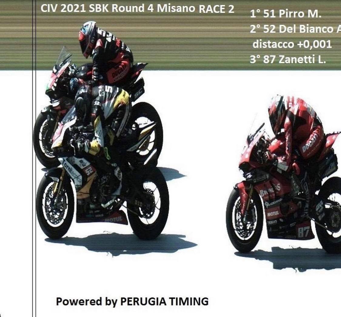 Фотофиниш CIV Superbike в Мизано: Миккеле Пирро опередил Дель Бьянко всего на 3 сантиметра Фотофиниш CIV Superbike в Мизано: Миккеле Пирро опередил Дель Бьянко всего на 3 сантиметра