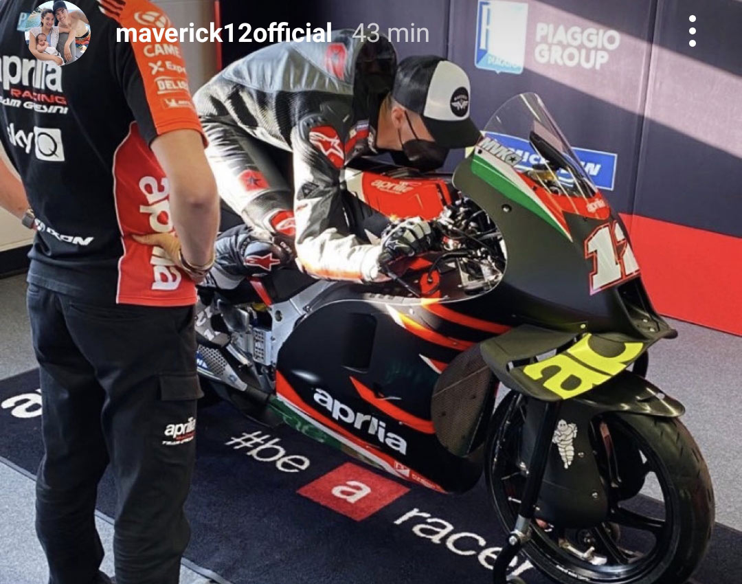 Маверик Виньялес и его Aprilia RS-GP на тестах в Мизано Маверик Виньялес и его Aprilia RS-GP на тестах в Мизано