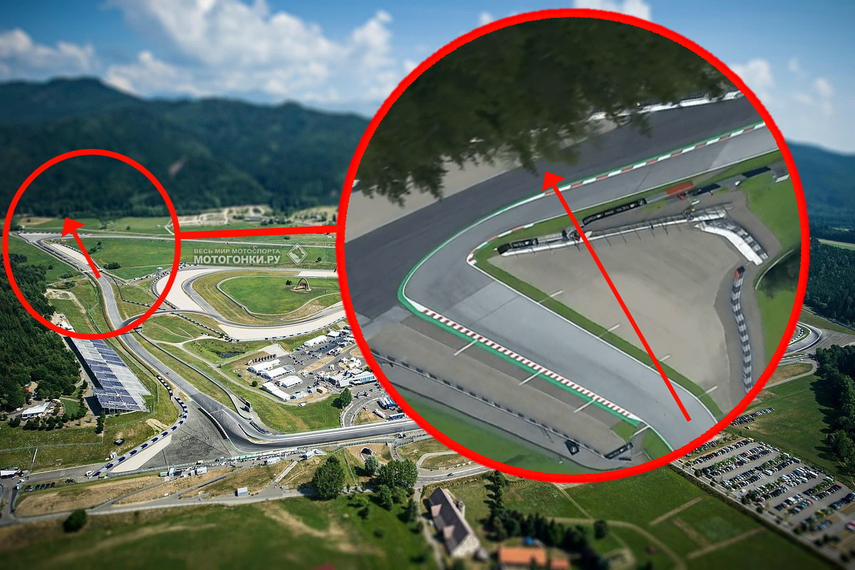 Опасности Red Bull Ring - траектория вылета в 3-м повороте Опасности Red Bull Ring - траектория вылета в 3-м повороте