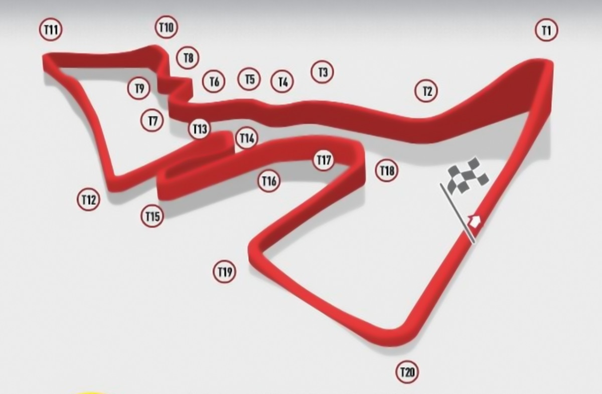 Схема Circuit of the Americas с перепадами высот Схема Circuit of the Americas с перепадами высот