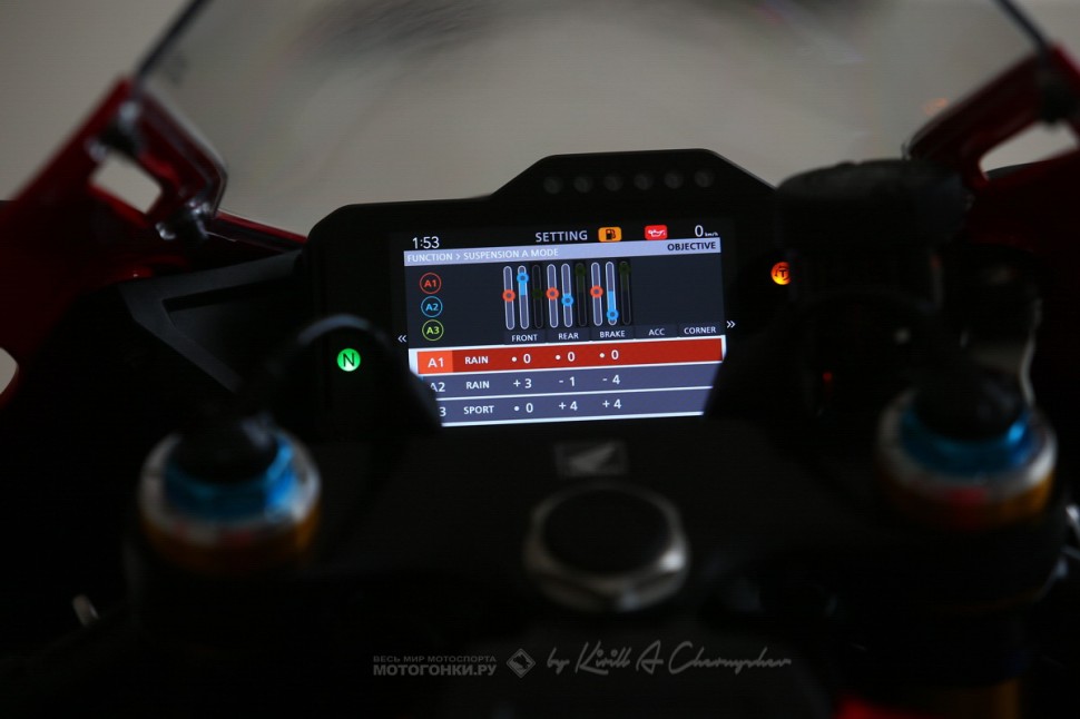 Honda CBR1000RR-R Fireblade SP (2020) - три базовых сетапа подвески S-EC: Rain 1, Rain 2 и Sport