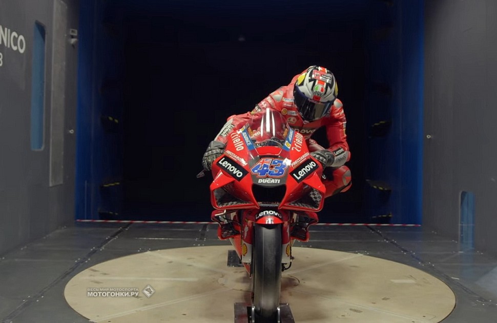 Джек Миллер на тестах в аэродинамической трубе с Ducati Desmosedici GP21