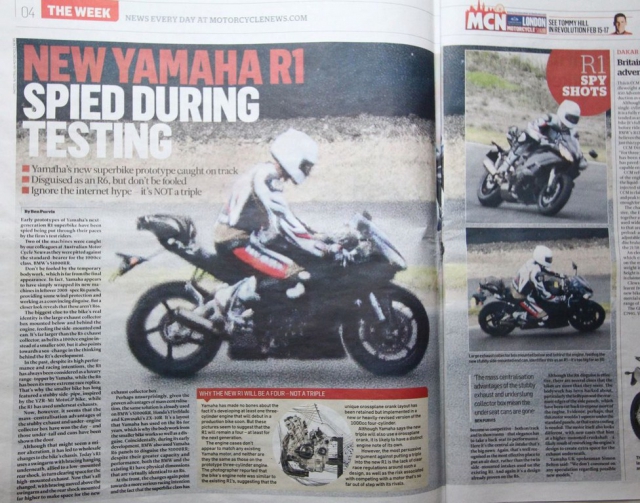 MCN: Yamaha YZF-R1 2014 года - шпионские фотки