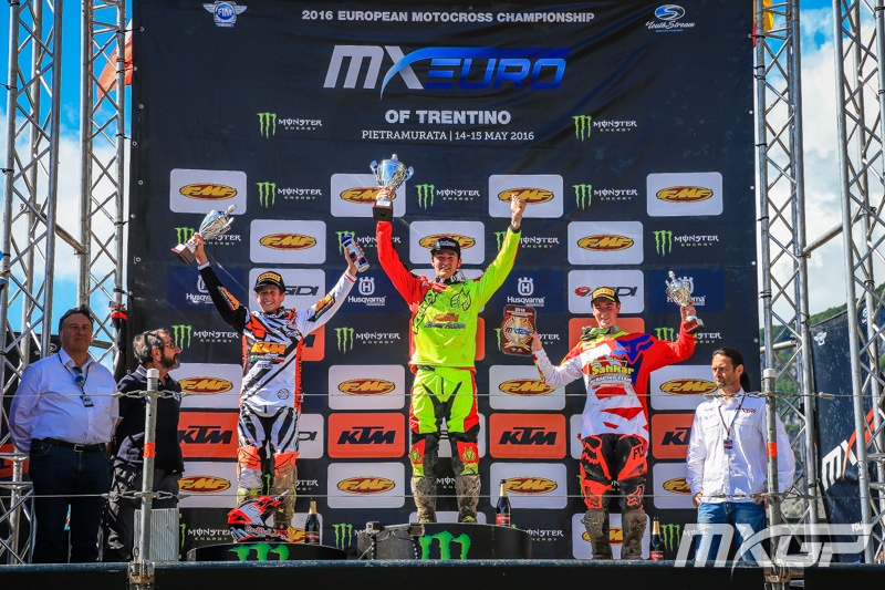 подиум 2-го этапа Чемпионата Европы по мотокроссу EMX125: 1.Рубини, 2.Факкетти, 3.Гиртс подиум 2-го этапа Чемпионата Европы по мотокроссу EMX125: 1.Рубини, 2.Факкетти, 3.Гиртс