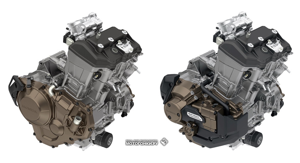 Новый двигатель Honda CRF1100L: слева с МКПП, справа с DCT