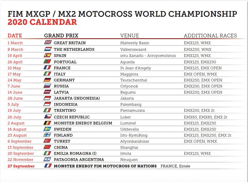 Календарь MXGP 2020 (версия от 11.03.2020) Календарь MXGP 2020 (версия от 11.03.2020)