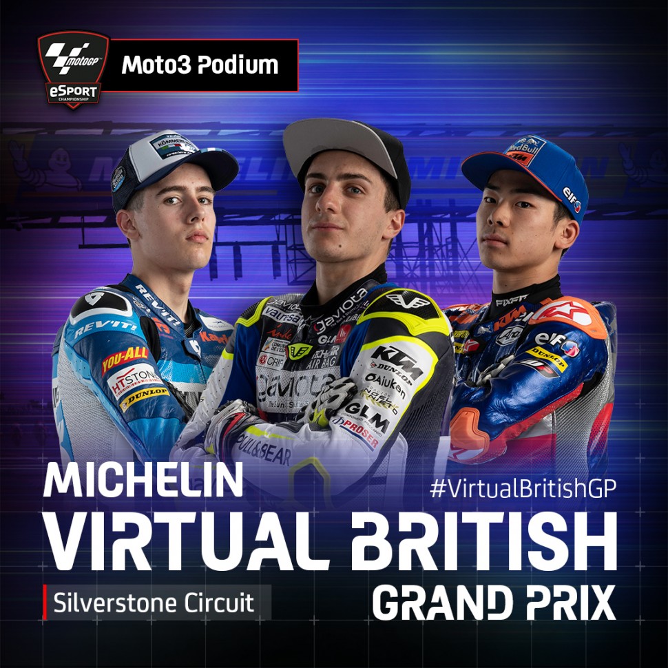 Джереми Алькоба выиграл виртуальный Гран-При Британии в классе Moto3