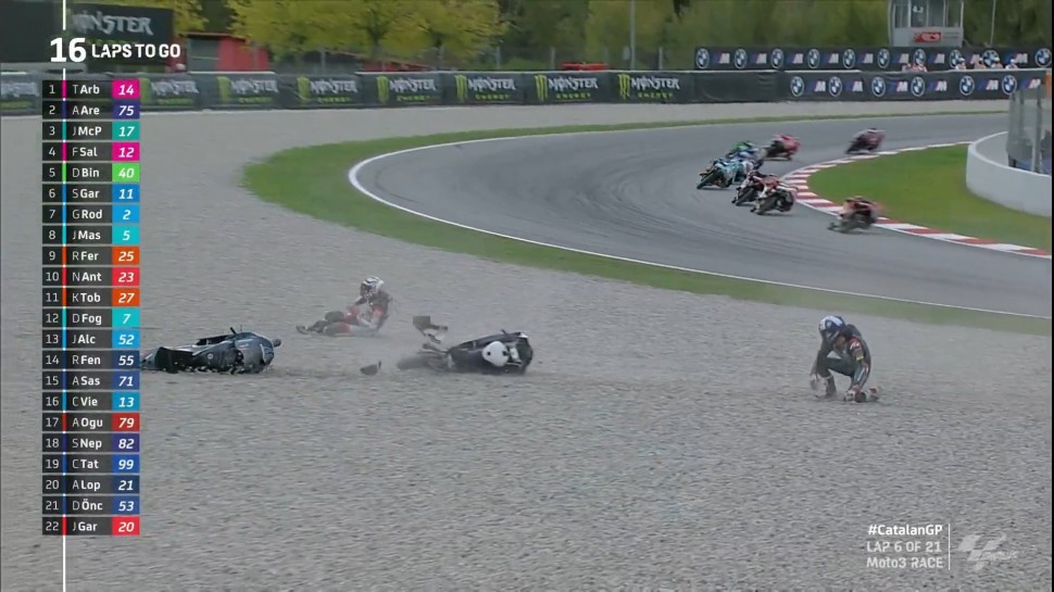 Падение Джона Макфи привело к вылету лидера чемпионата Moto3