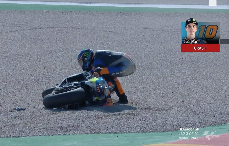 Падение Луки Марини на 3-м круге Гран-При Арагона