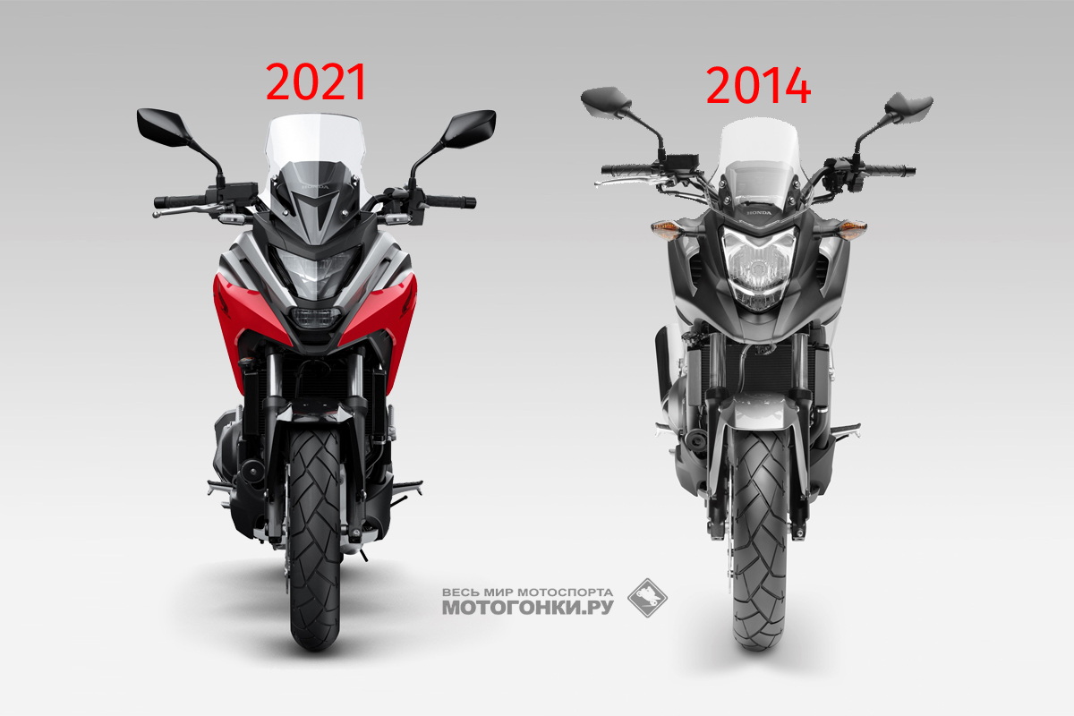 Honda NC750X - 2021 против 2014 - разительные перемены в дизайне