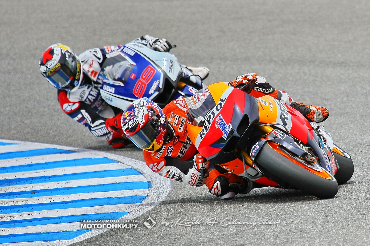 Противостояние Стоунера с Лоренцо, Педросой и Росси - главное украшение MotoGP середины 2010-х