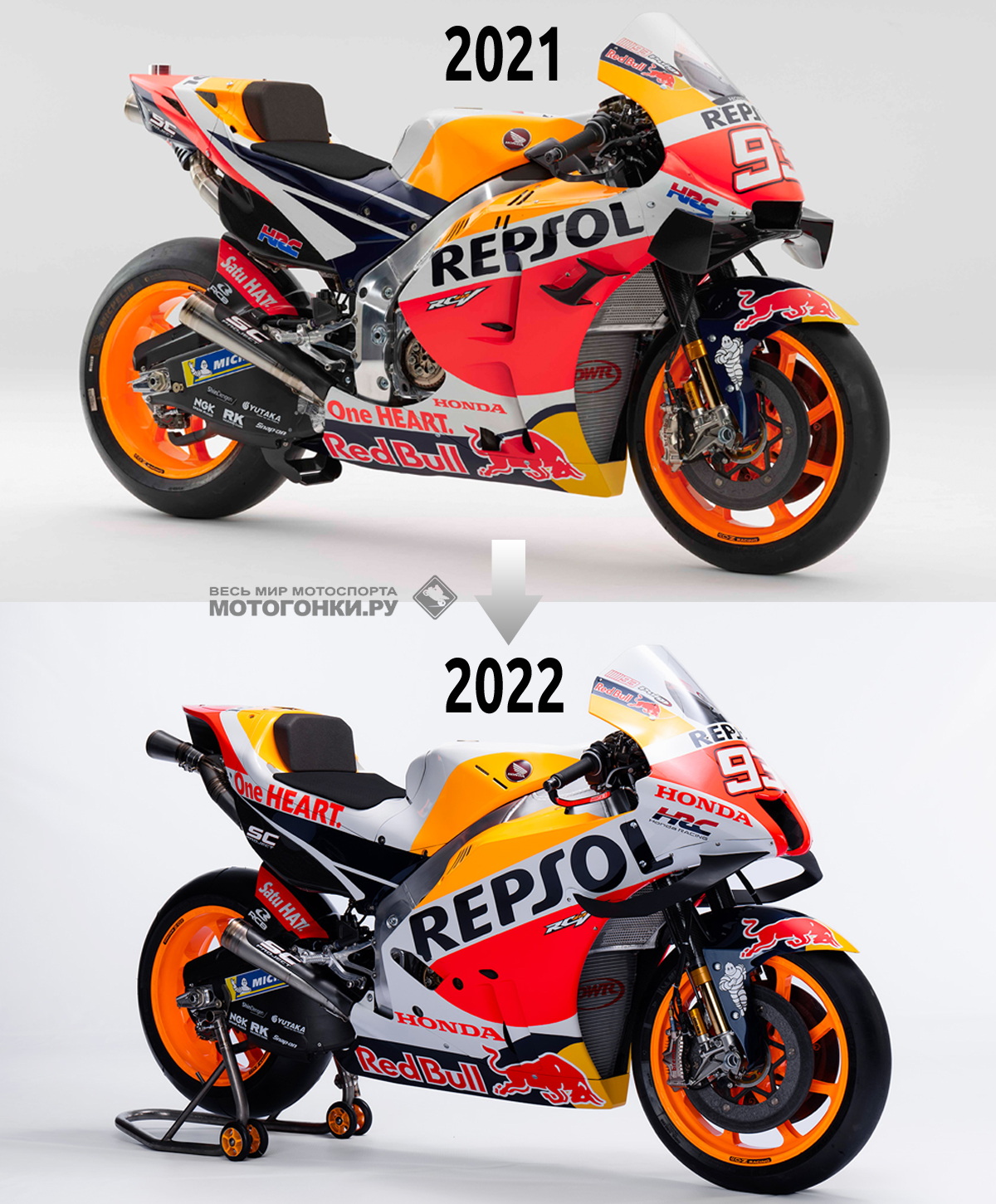 Сравнение Honda RC213V 2021 и 2022